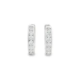9ct White Gold Channel Set Lab Grown Diamond Earrings TDW 14=1ct