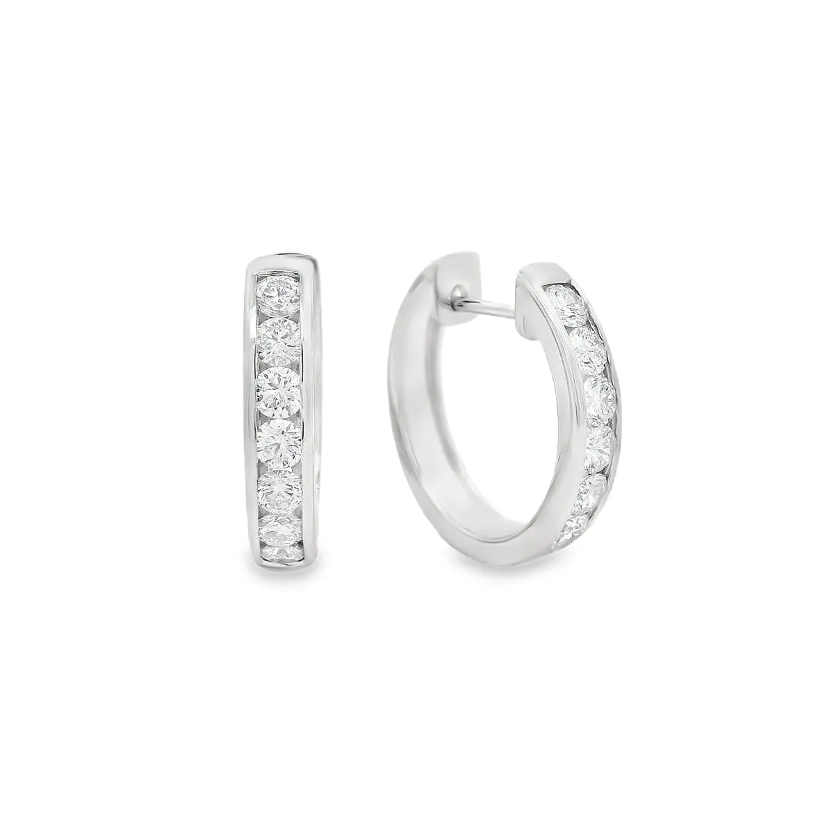 9ct White Gold Channel Set Lab Grown Diamond Earrings TDW 14=1ct