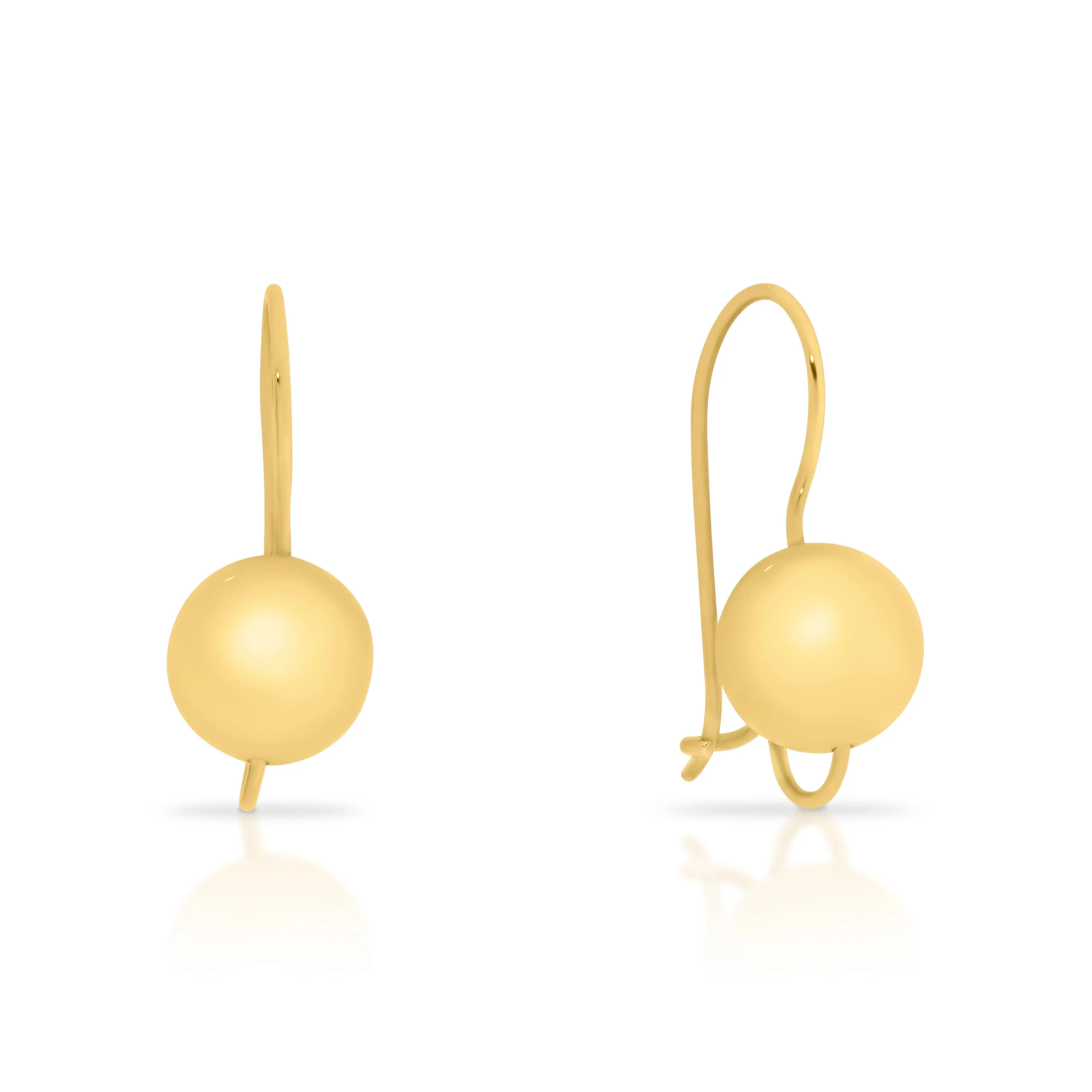 9ct Yellow Gold 8mm Round Euro Ball Earrings GEAR399