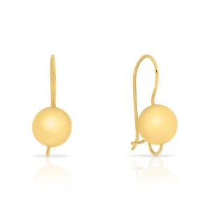 9ct Yellow Gold 8mm Round Euro Ball Earrings GEAR399