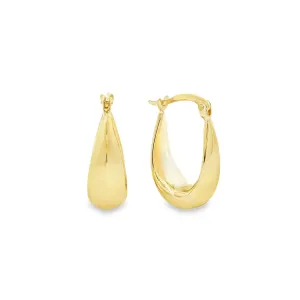 9ct Yellow Gold Oval Knife Edge Hoops GEAR369