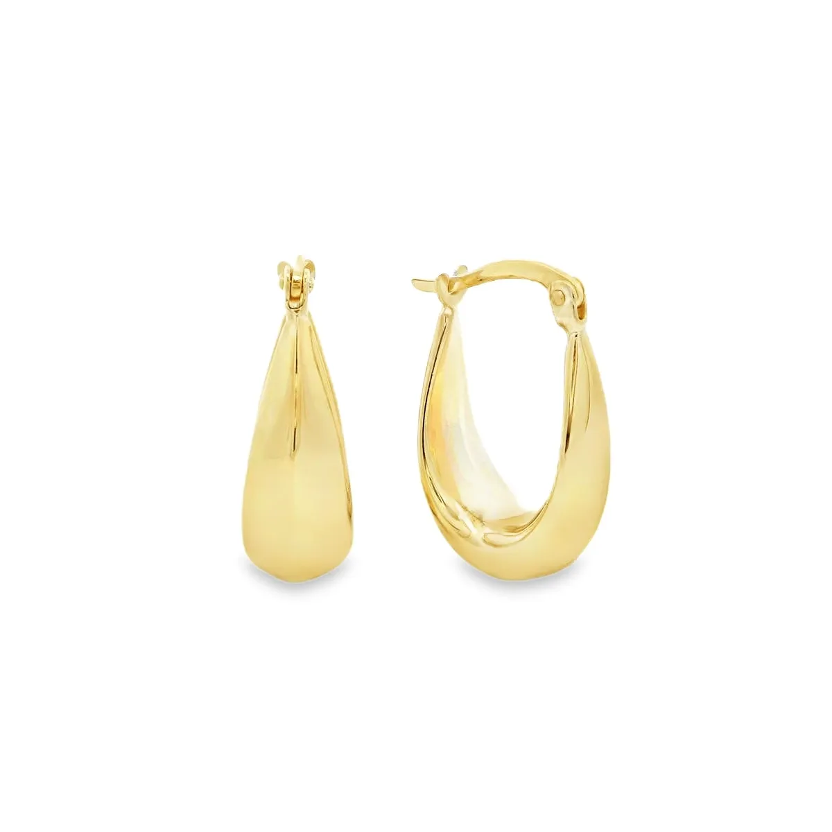 9ct Yellow Gold Oval Knife Edge Hoops GEAR369