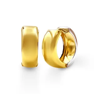 9ct Yellow Gold Silver Infused Two Tone Huggie Round Hoop Earrings