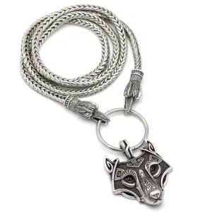 A Norse Viking Metal Cord Odin's Ravens Of Thor's Wolf Necklace NLID006
