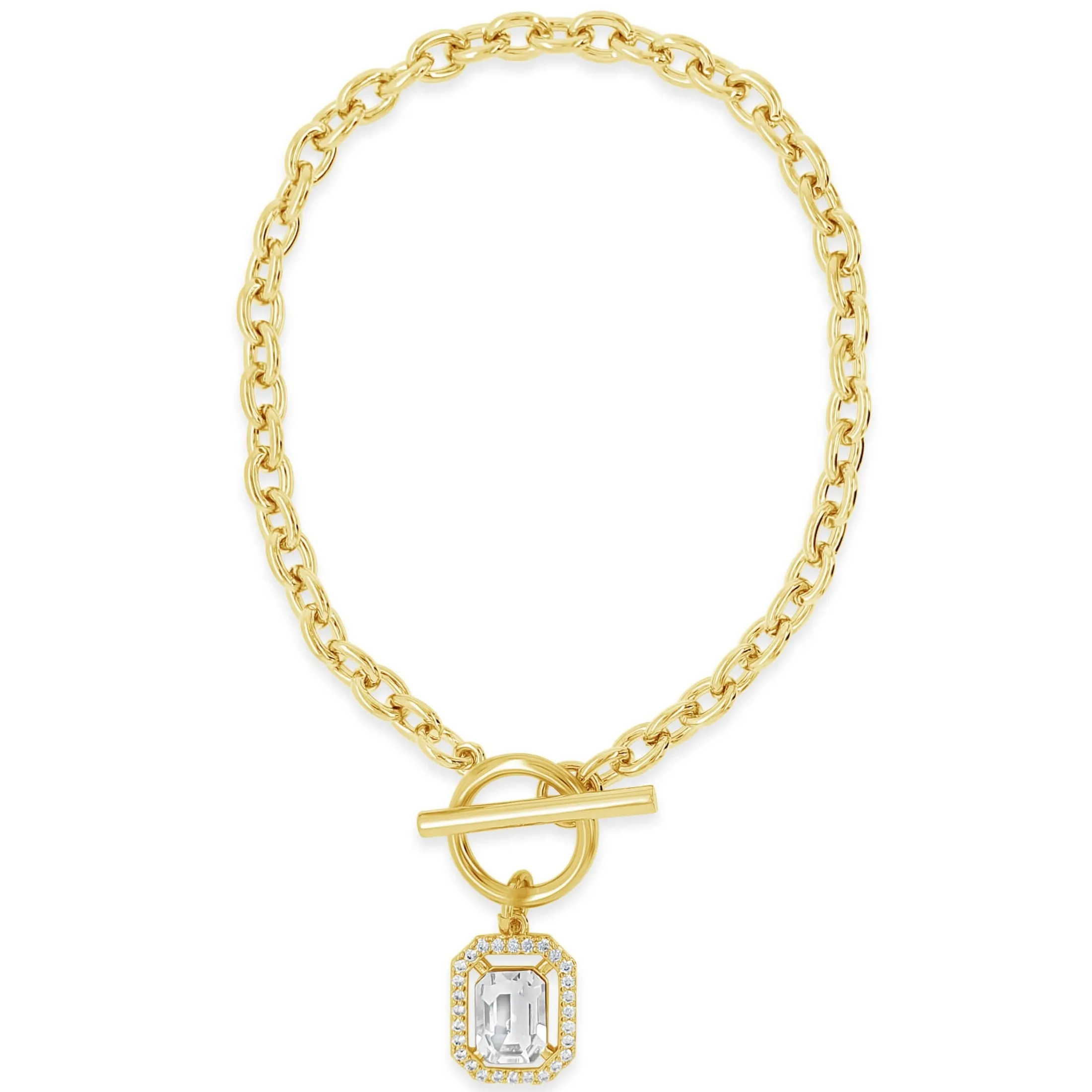 Absolute Gold Square Pendant T Bar Bracelet