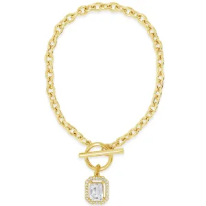 Absolute Gold Square Pendant T Bar Bracelet