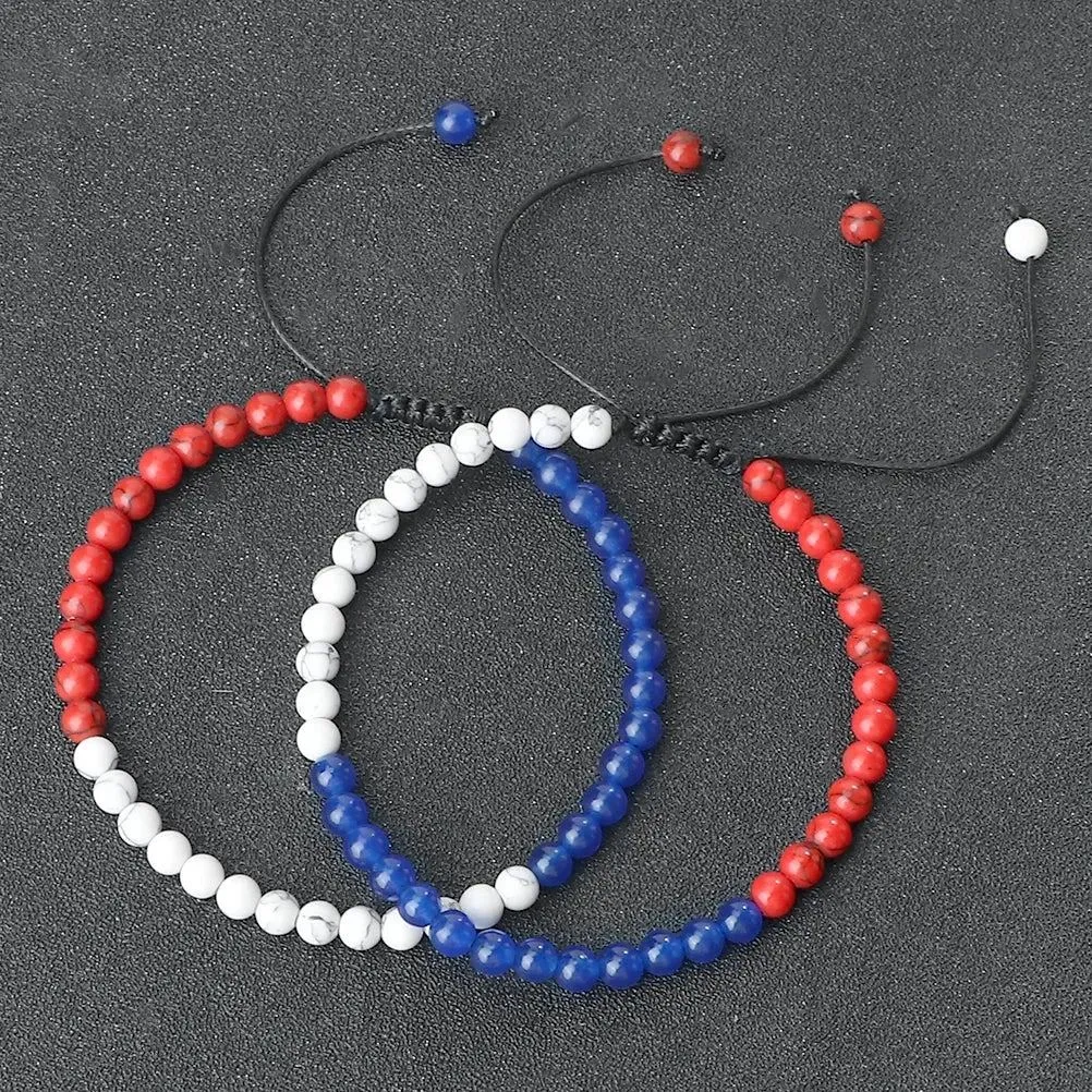 Adjustable 4mm Beads Palestine Flag Bracelet Natural Stone Malachite Country Flags Color Russia France Mexico Bangl Jewelry Gift