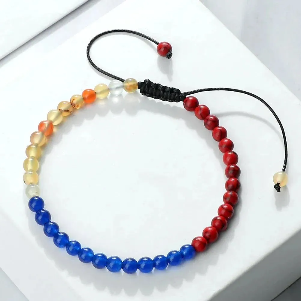 Adjustable 4mm Beads Palestine Flag Bracelet Natural Stone Malachite Country Flags Color Russia France Mexico Bangl Jewelry Gift