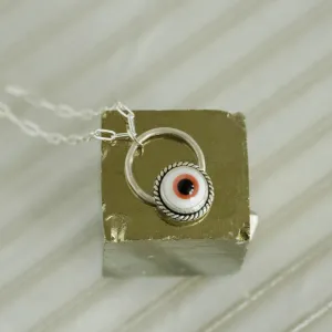 All Seeing Purple Eyeball Necklace in Sterling Silver: Spooky Necklace