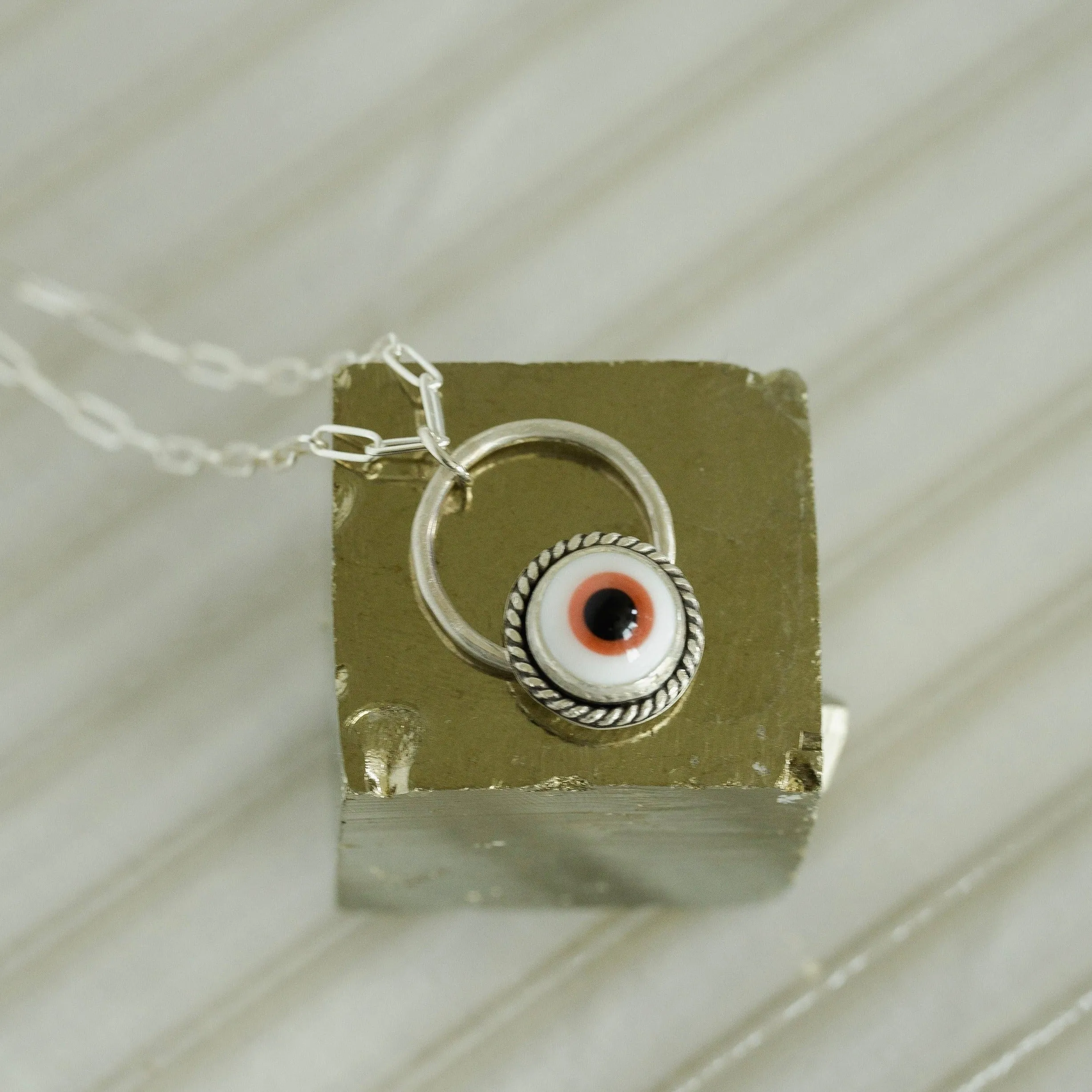All Seeing Purple Eyeball Necklace in Sterling Silver: Spooky Necklace