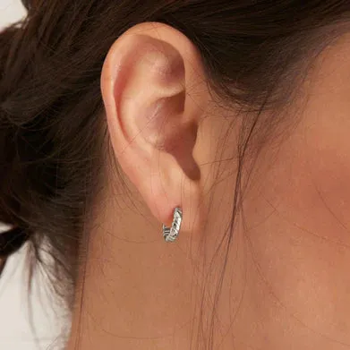 Ania Haie Sterling Silver Plain Twisted Huggie Hoop Earrings