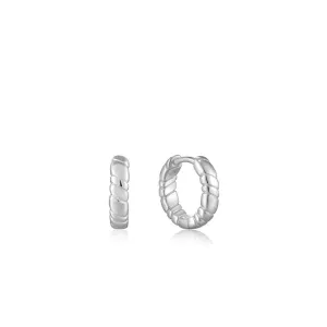 Ania Haie Sterling Silver Plain Twisted Huggie Hoop Earrings