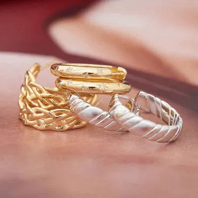 Ania Haie Sterling Silver Plain Twisted Huggie Hoop Earrings