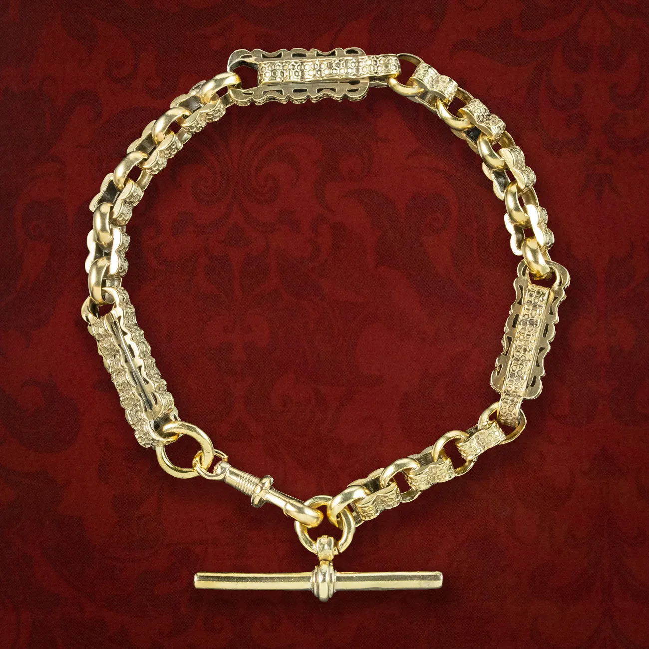 Antique Edwardian Albert Chain Bracelet Silver Gold Gilt Dated 1901
