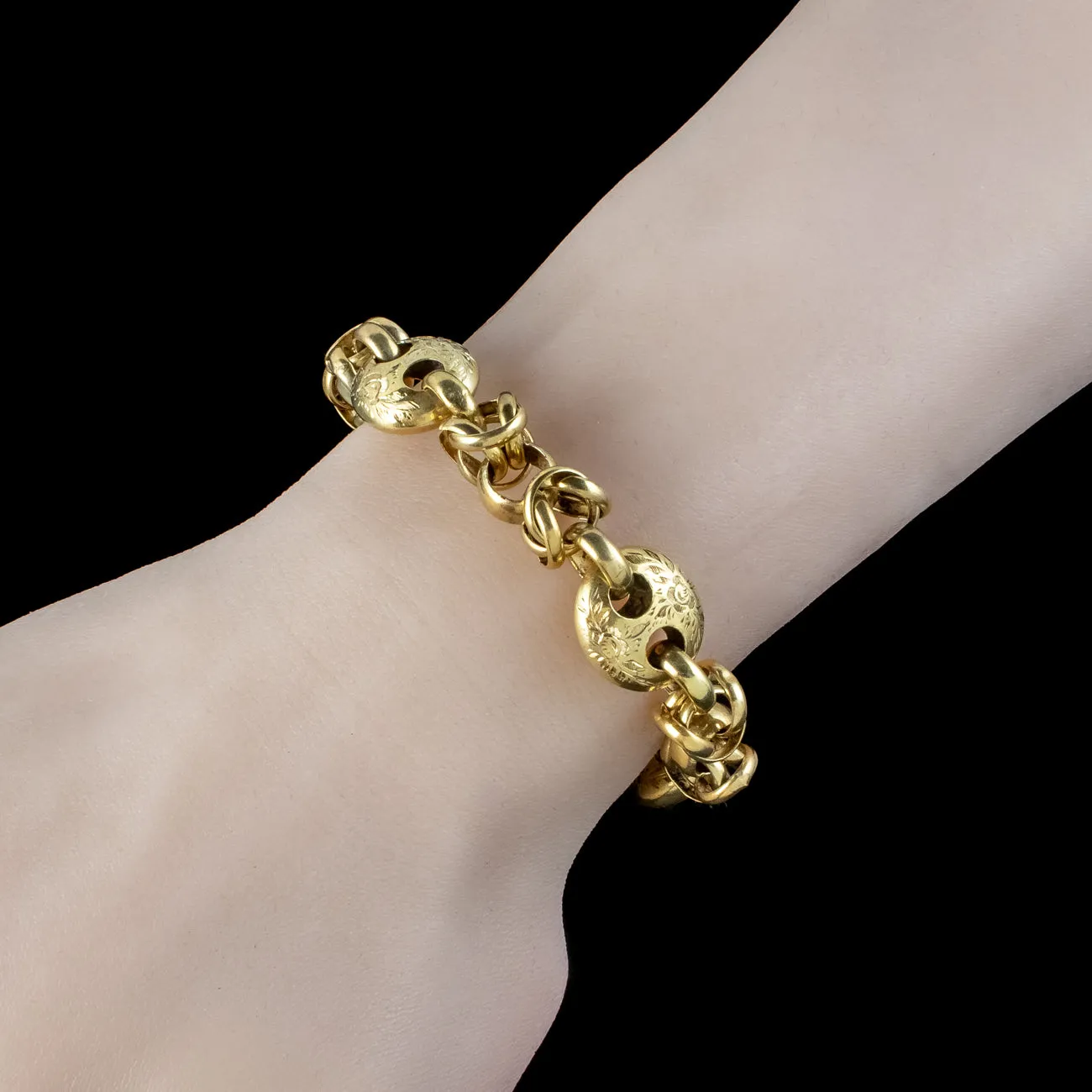 Antique Victorian Anchor Link Bracelet Silver 18ct Gold Gilt