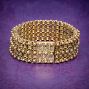 Antique Victorian Bracelet 18Ct Gold On Silver Circa 1880