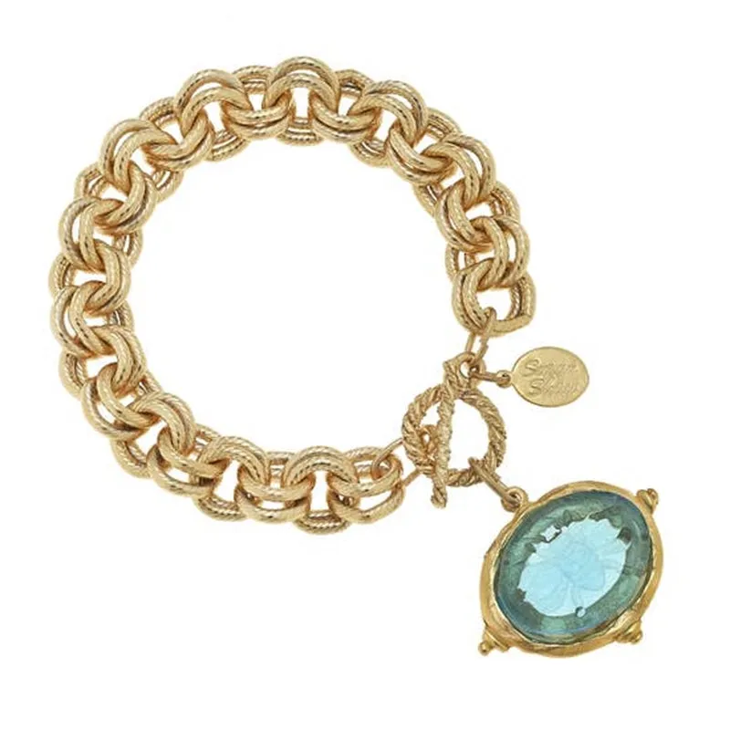 Aqua Venetian Glass Bee Bracelet (2580aq)