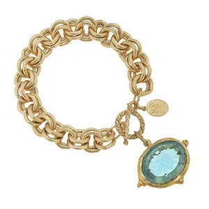 Aqua Venetian Glass Bee Bracelet (2580aq)