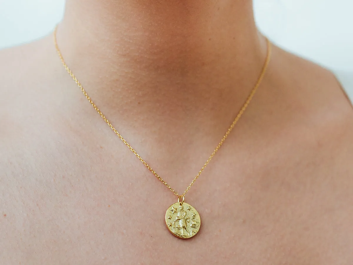 Aquarius Zodiac Coin Necklace