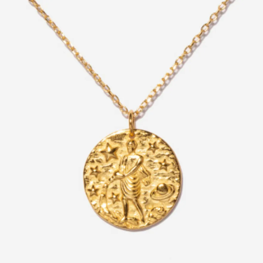 Aquarius Zodiac Coin Necklace