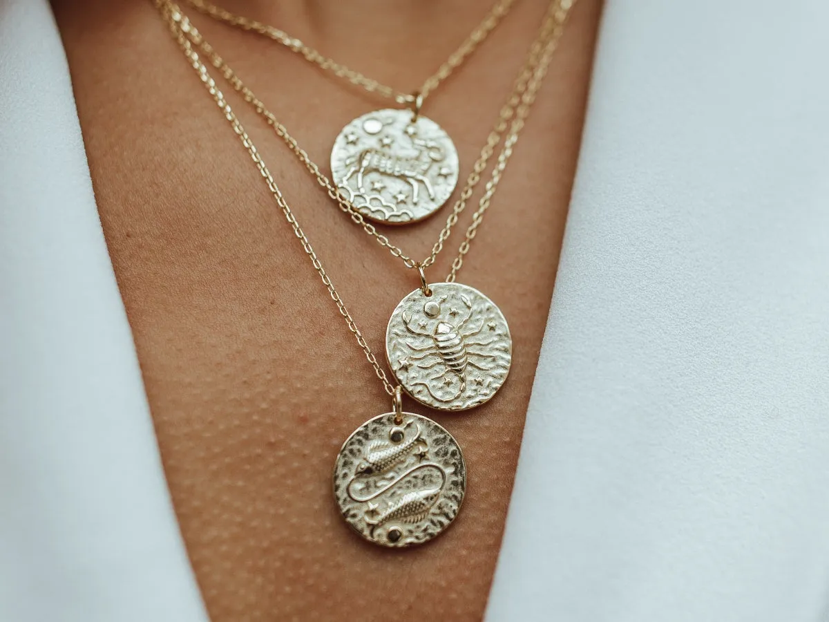 Aquarius Zodiac Coin Necklace