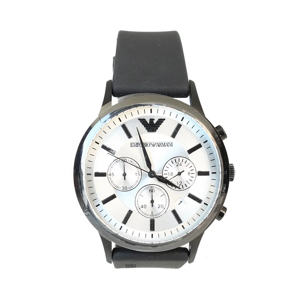 Armani Men's Watch Chronograph Matt-Finished Case With White Dial & Sub-Dial