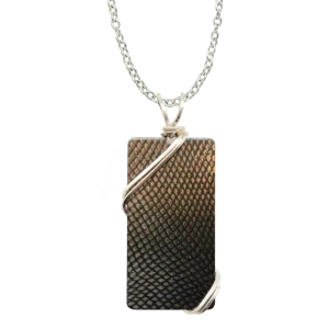 Armour / Snakeskin Necklace, 1.5" pendant with silver-plated wiring, Item# 4714X