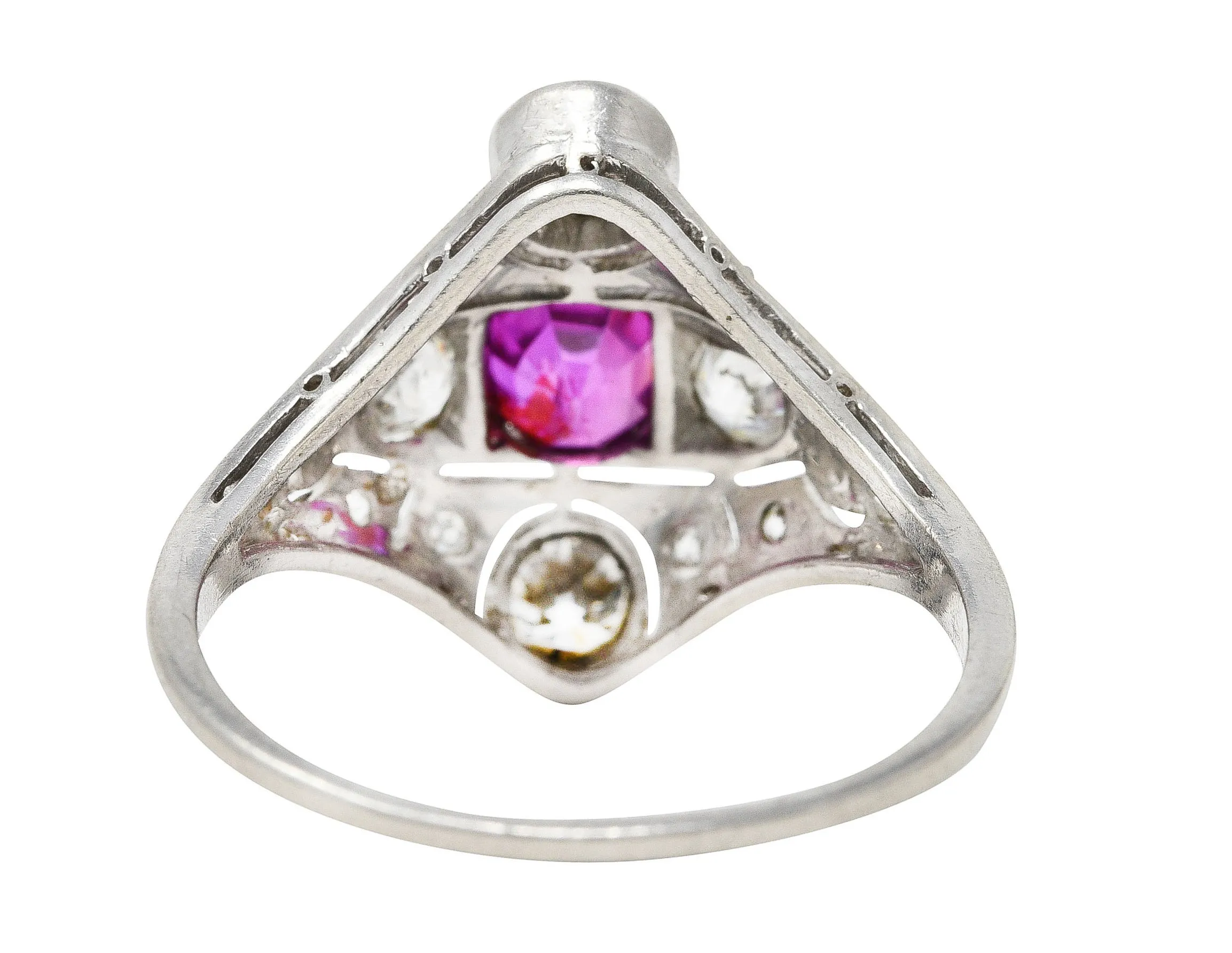 Art Deco 2.12 CTW No Heat Burma Ruby Diamond Platinum Dinner Ring GIA
