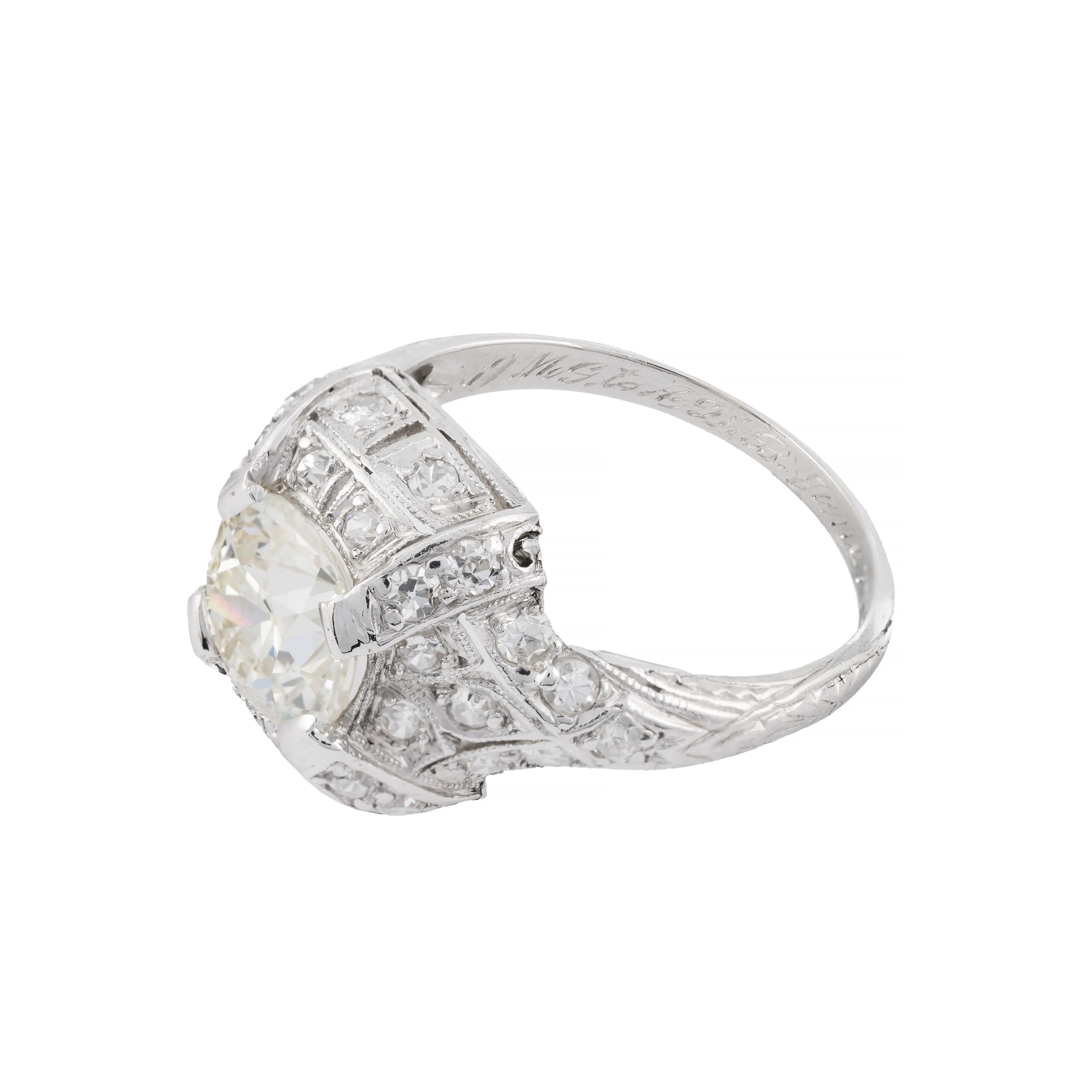 Art Deco 2.25ctw Diamond Engagement Ring in Platinum