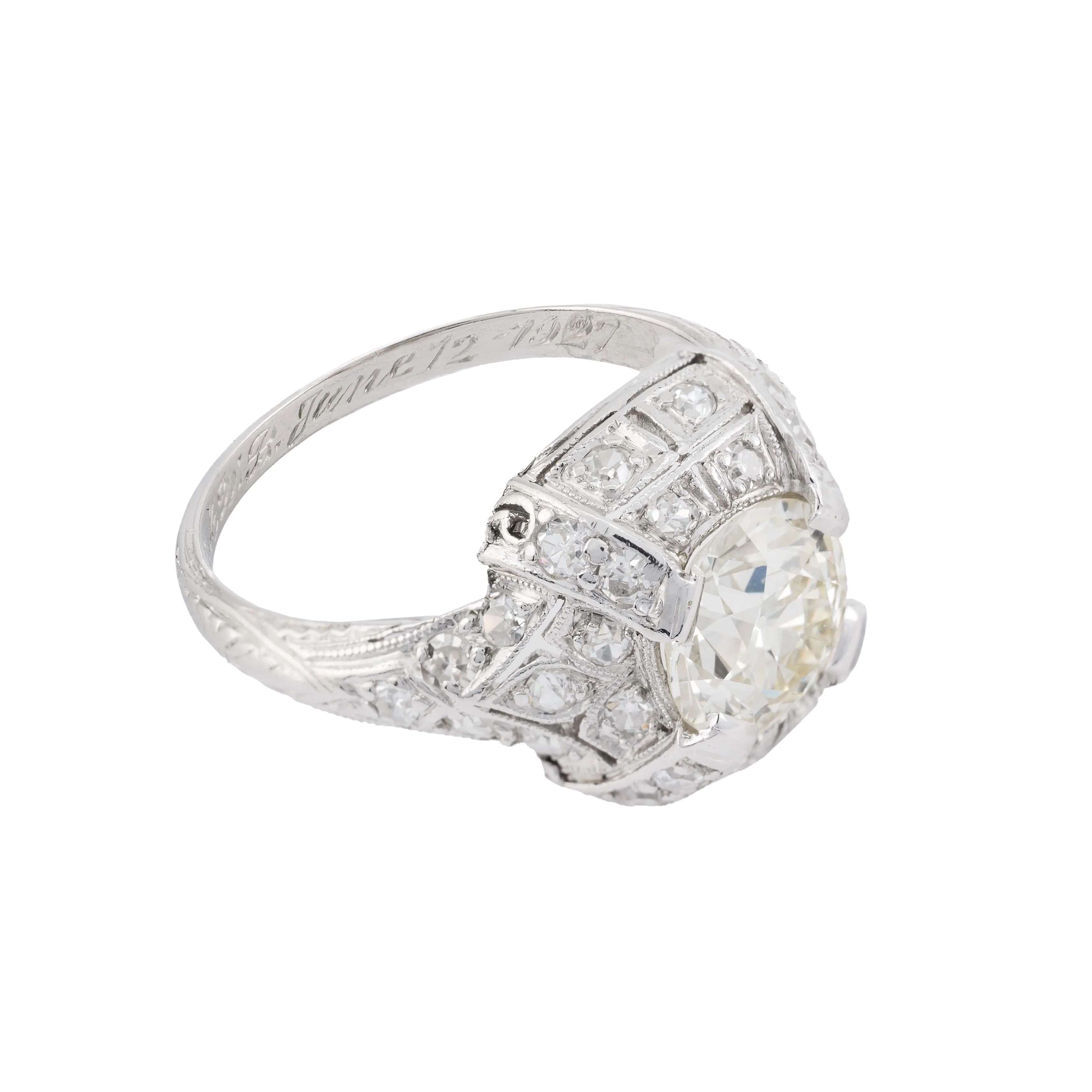 Art Deco 2.25ctw Diamond Engagement Ring in Platinum