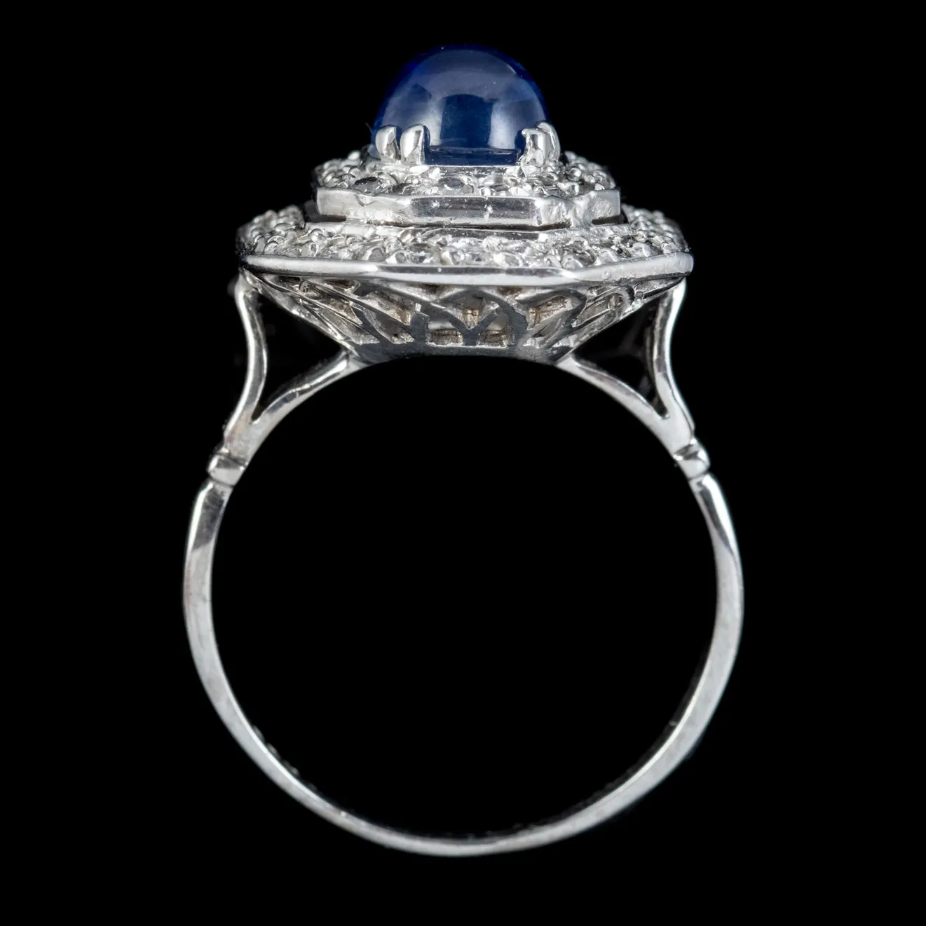 Art Deco Sapphire Diamond Cluster Ring 18ct Gold 1.50ct Sapphire 1.69ct Diamond Circa 1930