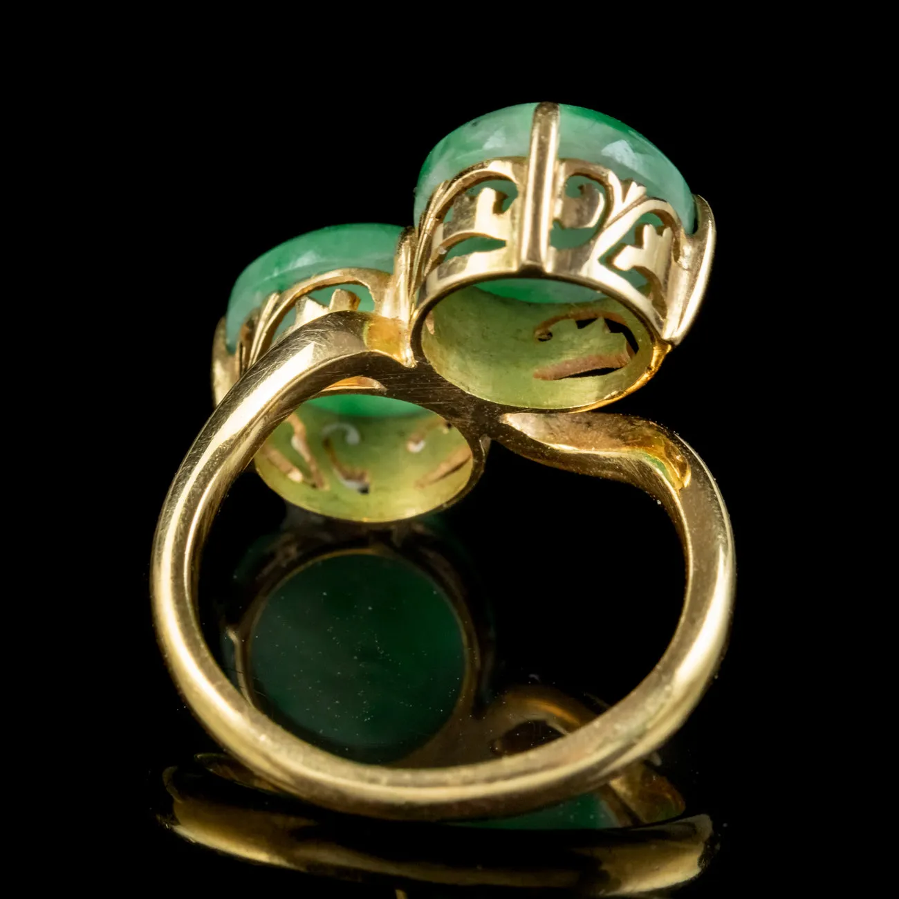 Art Deco Toi Et Moi Jade Twist Ring 4ct Of Jade Circa 1920