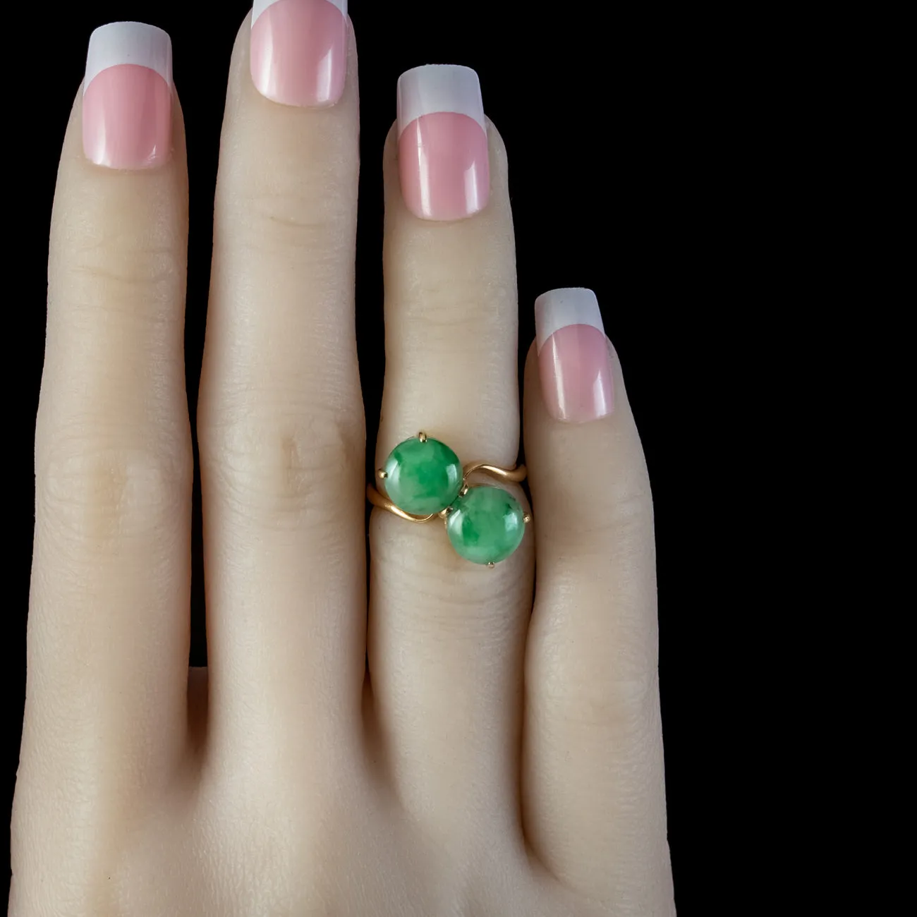 Art Deco Toi Et Moi Jade Twist Ring 4ct Of Jade Circa 1920