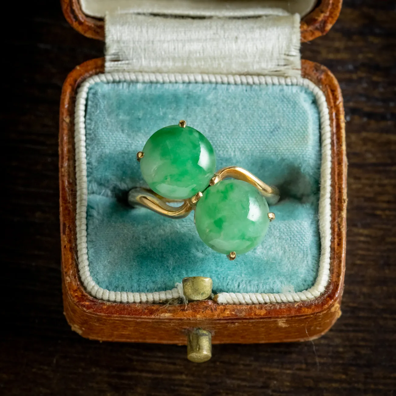 Art Deco Toi Et Moi Jade Twist Ring 4ct Of Jade Circa 1920
