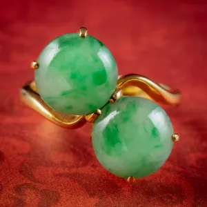 Art Deco Toi Et Moi Jade Twist Ring 4ct Of Jade Circa 1920