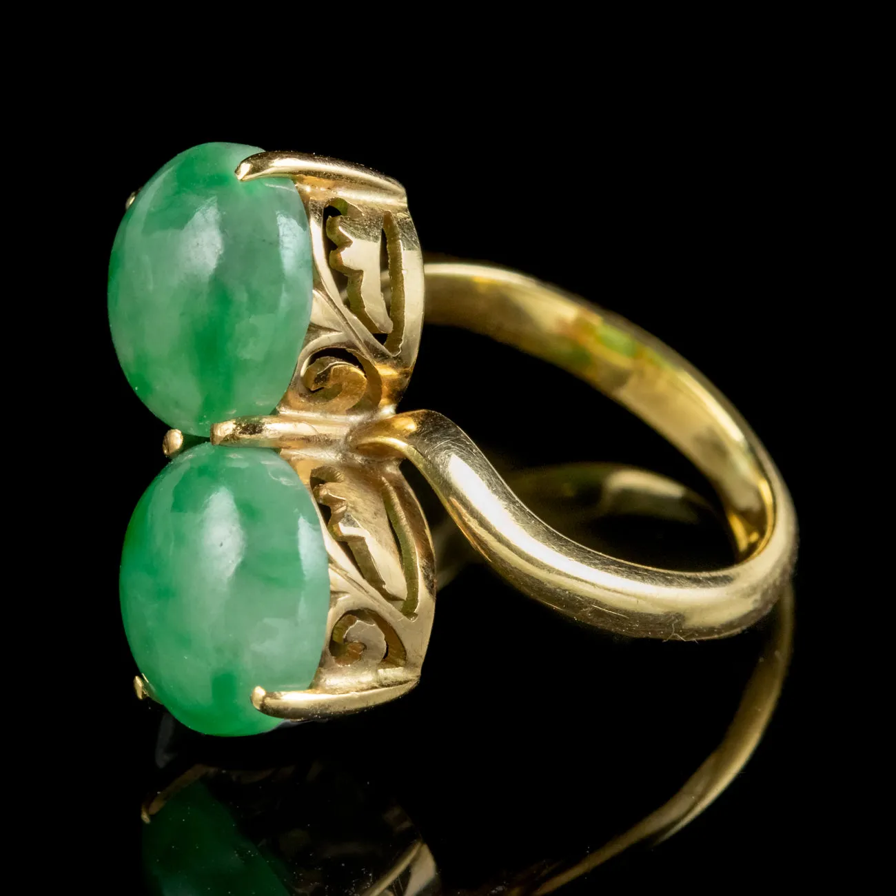 Art Deco Toi Et Moi Jade Twist Ring 4ct Of Jade Circa 1920