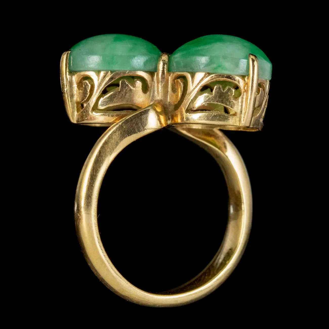 Art Deco Toi Et Moi Jade Twist Ring 4ct Of Jade Circa 1920
