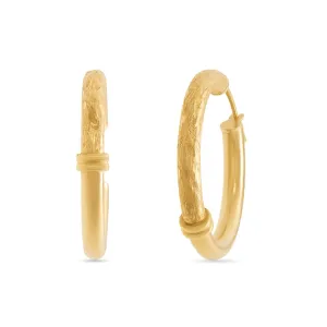 Athena Smooth and Texture Hoop Earrings in 9ct Yellow Gold