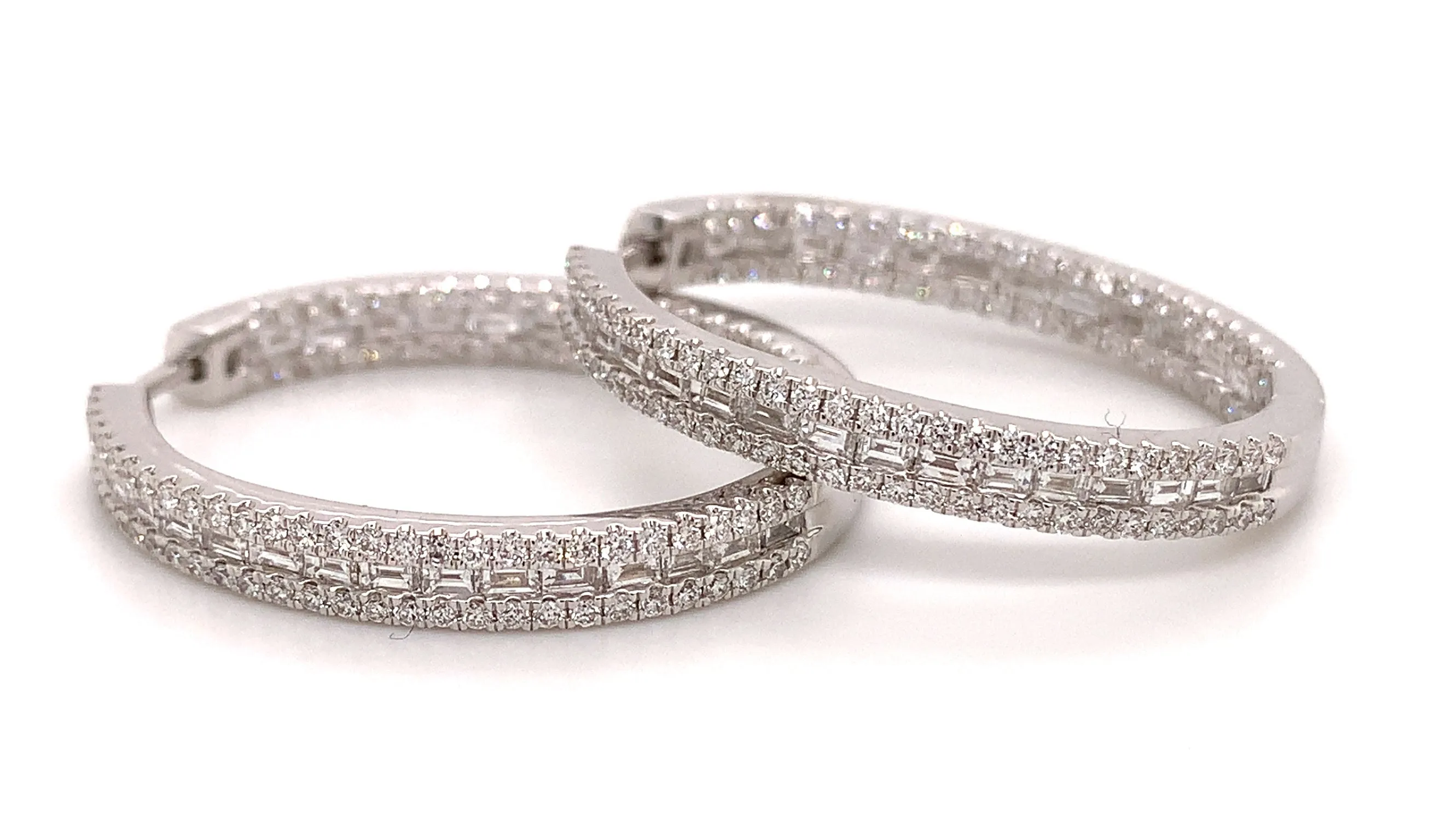 Baguette   Pavé Inside-out Diamond Hoop Earrings
