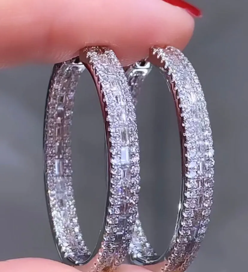 Baguette   Pavé Inside-out Diamond Hoop Earrings