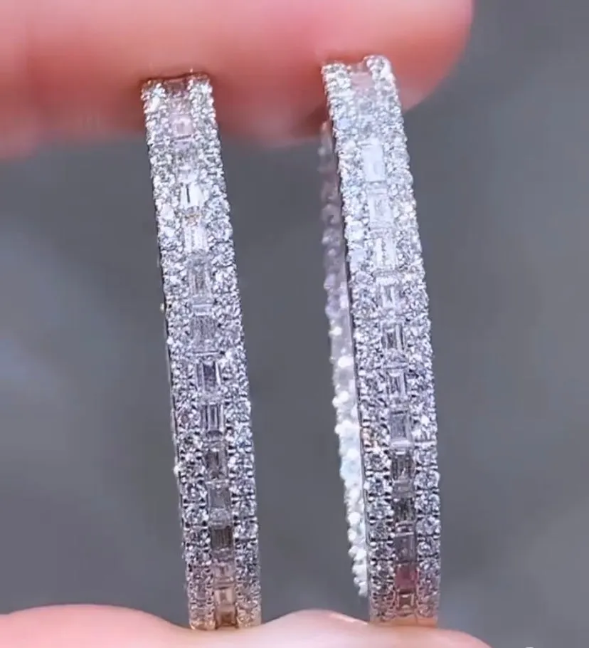 Baguette   Pavé Inside-out Diamond Hoop Earrings