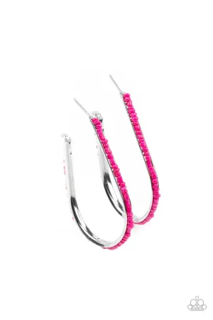 Beaded Bauble Pink Paparazzi Earrings