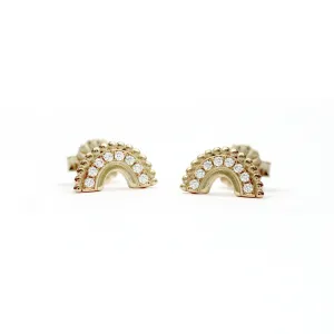 Beaded Pave Diamond Arc Earrings