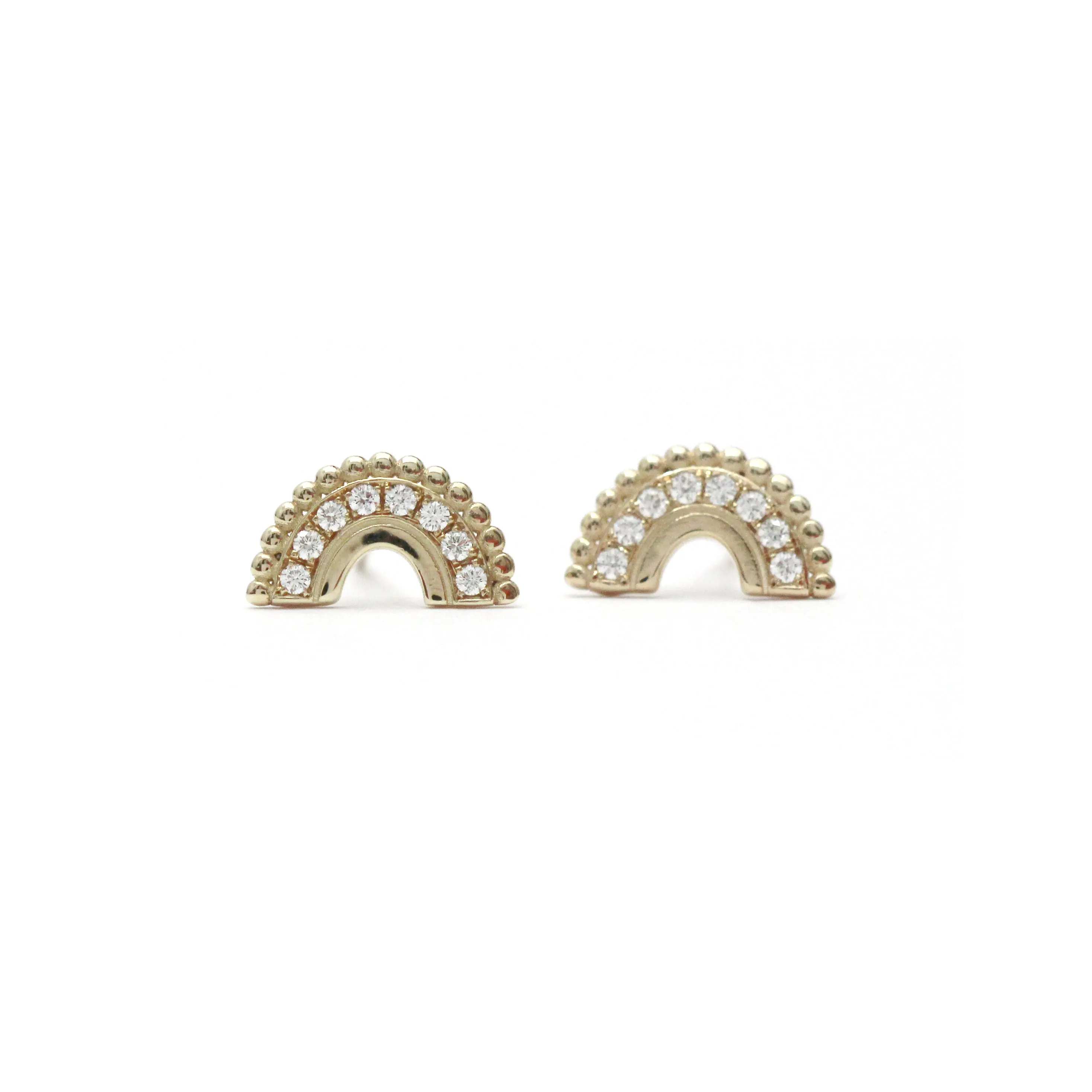 Beaded Pave Diamond Arc Earrings