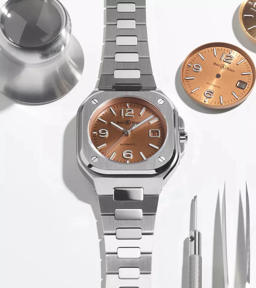 BELL & ROSS BR 05 COPPER BROWN STEEL BRACELET