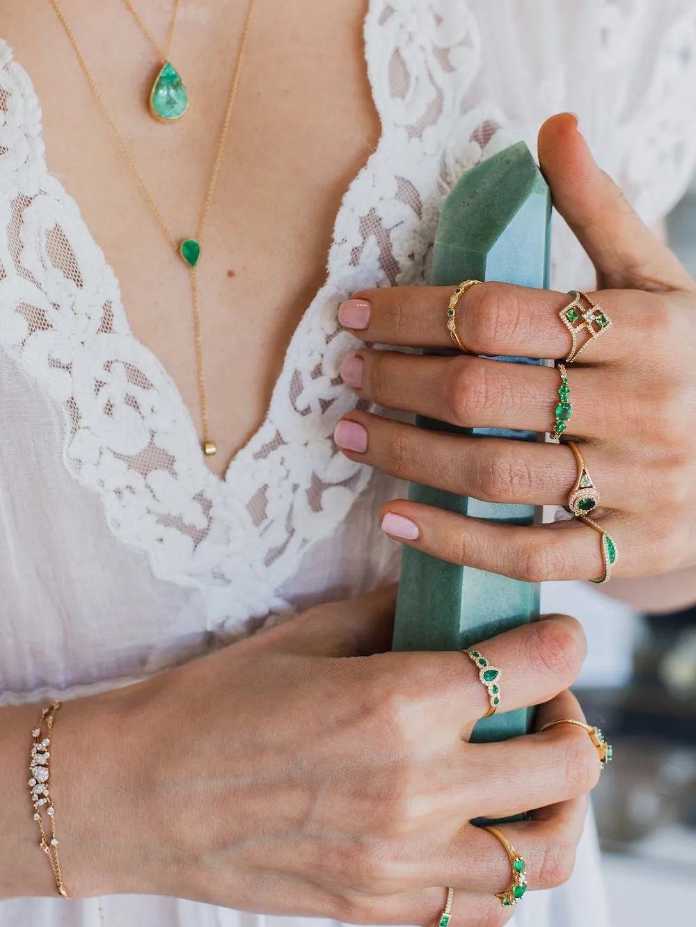 Bella Ring Green Garnet and Diamonds