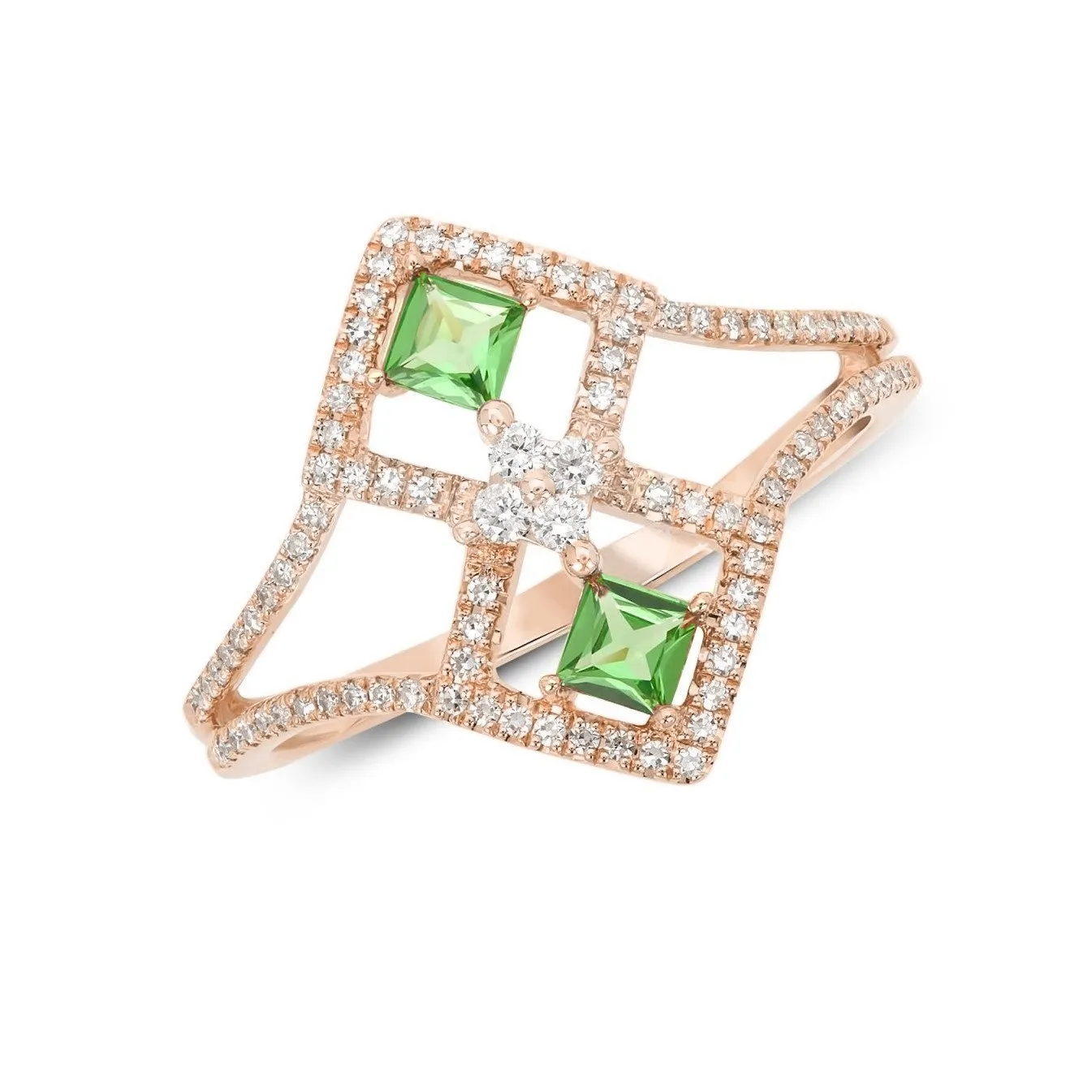 Bella Ring Green Garnet and Diamonds