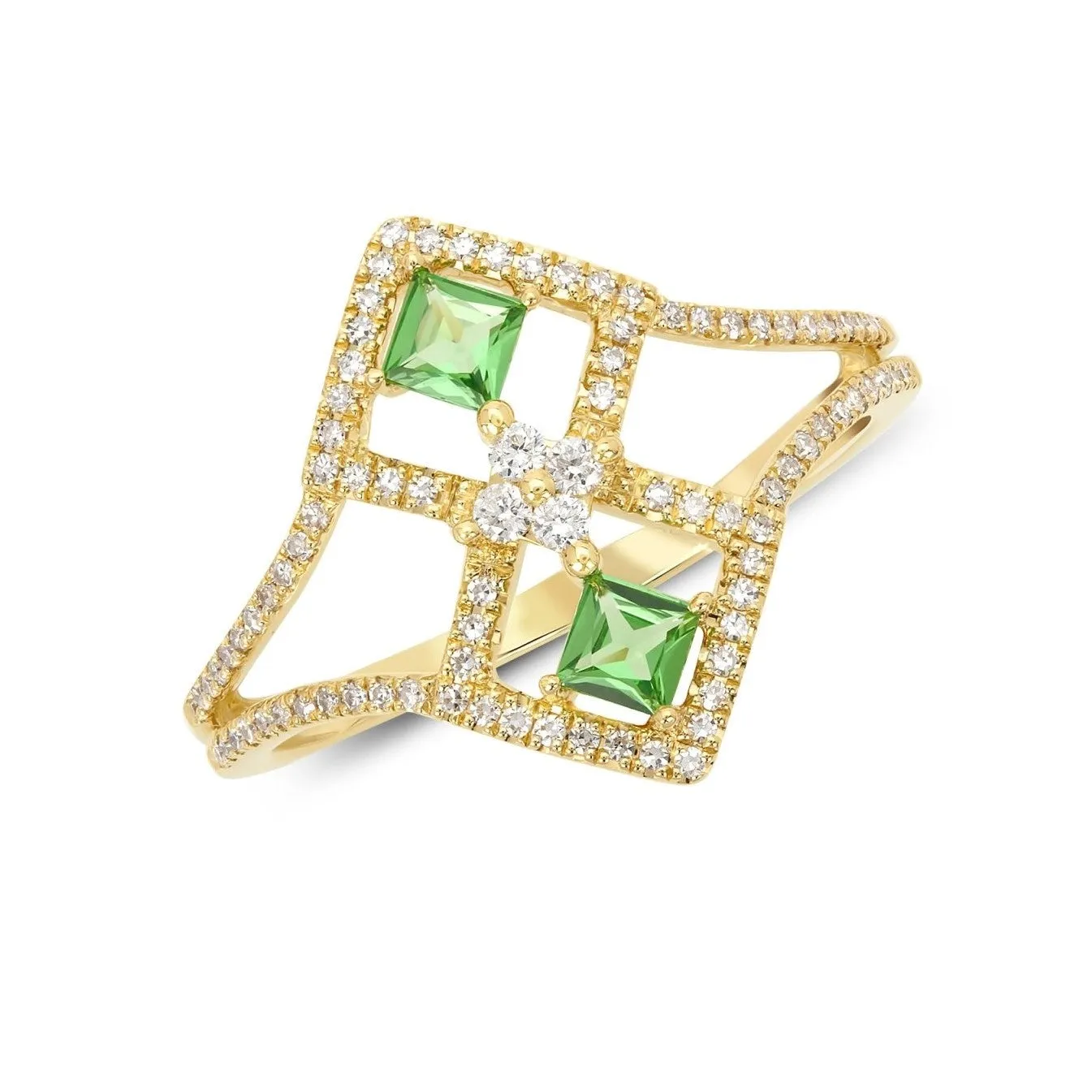 Bella Ring Green Garnet and Diamonds