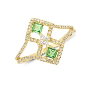 Bella Ring Green Garnet and Diamonds