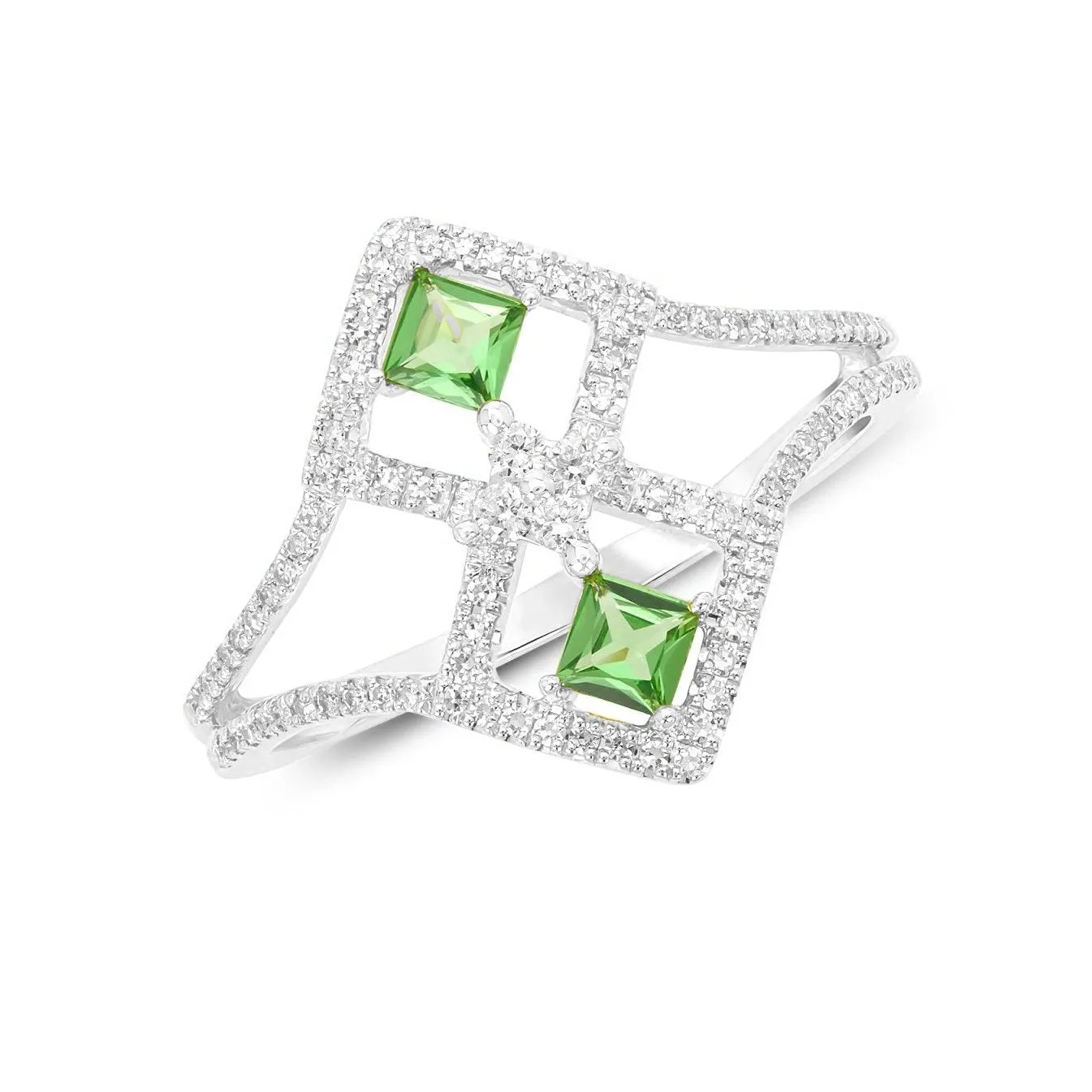 Bella Ring Green Garnet and Diamonds